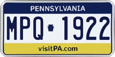 PA license plate MPQ1922