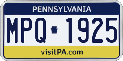 PA license plate MPQ1925