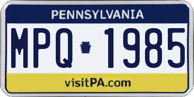 PA license plate MPQ1985