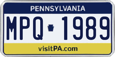 PA license plate MPQ1989