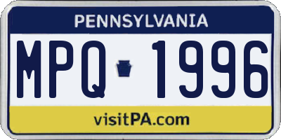 PA license plate MPQ1996