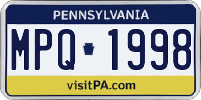 PA license plate MPQ1998