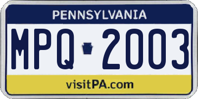 PA license plate MPQ2003