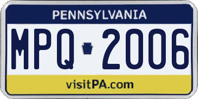 PA license plate MPQ2006