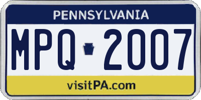 PA license plate MPQ2007