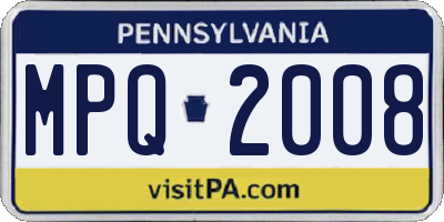 PA license plate MPQ2008