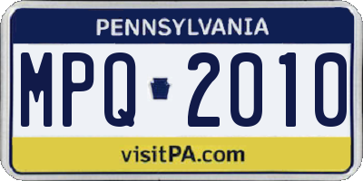 PA license plate MPQ2010
