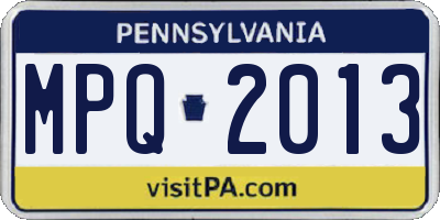 PA license plate MPQ2013
