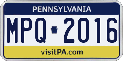 PA license plate MPQ2016
