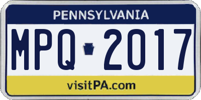 PA license plate MPQ2017