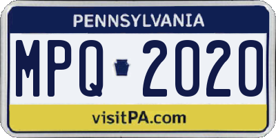 PA license plate MPQ2020