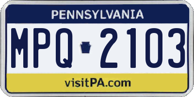 PA license plate MPQ2103