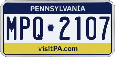 PA license plate MPQ2107
