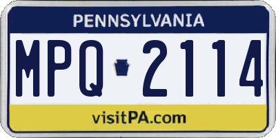 PA license plate MPQ2114