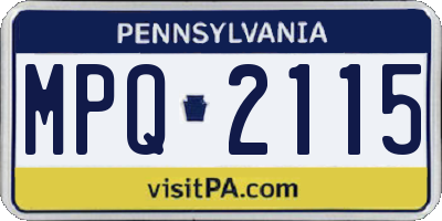 PA license plate MPQ2115