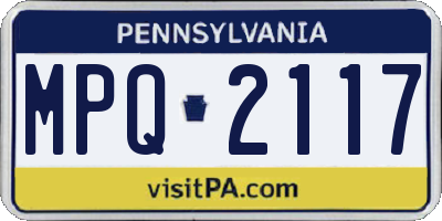 PA license plate MPQ2117