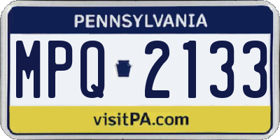 PA license plate MPQ2133