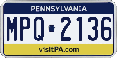 PA license plate MPQ2136
