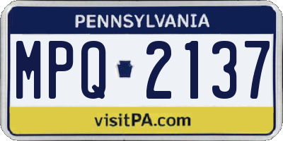 PA license plate MPQ2137