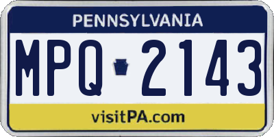 PA license plate MPQ2143
