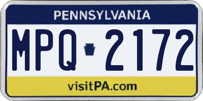 PA license plate MPQ2172