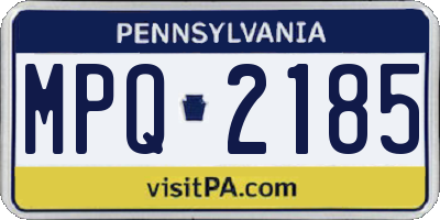 PA license plate MPQ2185