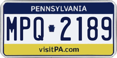 PA license plate MPQ2189