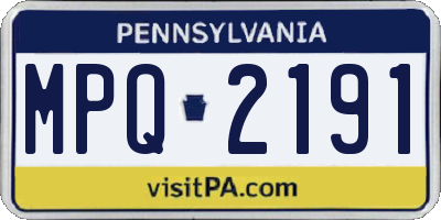 PA license plate MPQ2191
