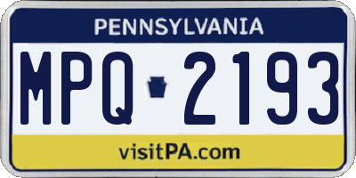 PA license plate MPQ2193