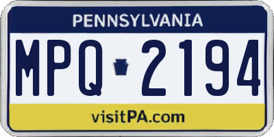 PA license plate MPQ2194