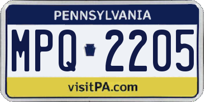 PA license plate MPQ2205