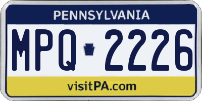 PA license plate MPQ2226
