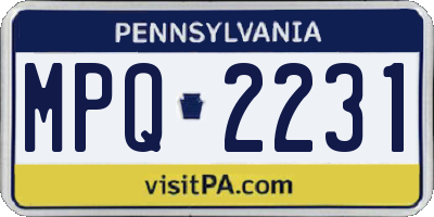 PA license plate MPQ2231