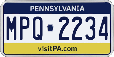 PA license plate MPQ2234