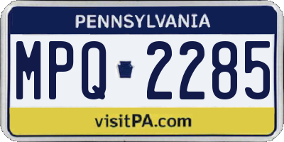 PA license plate MPQ2285
