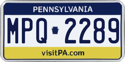 PA license plate MPQ2289