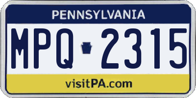 PA license plate MPQ2315