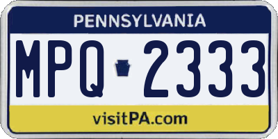 PA license plate MPQ2333