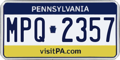 PA license plate MPQ2357