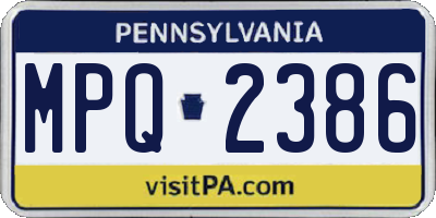 PA license plate MPQ2386