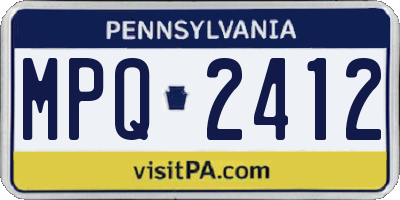 PA license plate MPQ2412