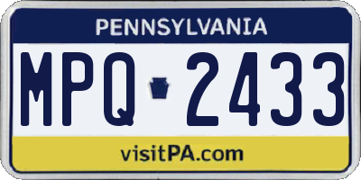 PA license plate MPQ2433