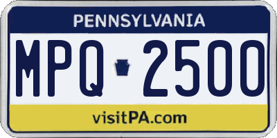 PA license plate MPQ2500
