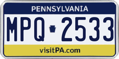 PA license plate MPQ2533