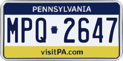 PA license plate MPQ2647