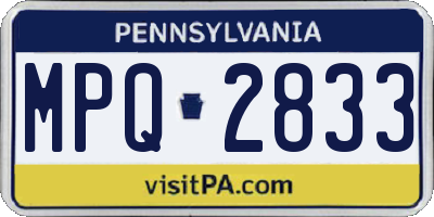 PA license plate MPQ2833
