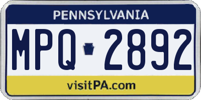 PA license plate MPQ2892