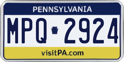 PA license plate MPQ2924