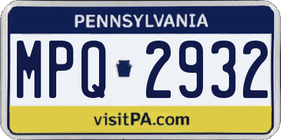 PA license plate MPQ2932