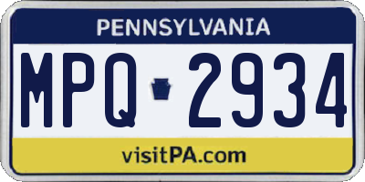 PA license plate MPQ2934